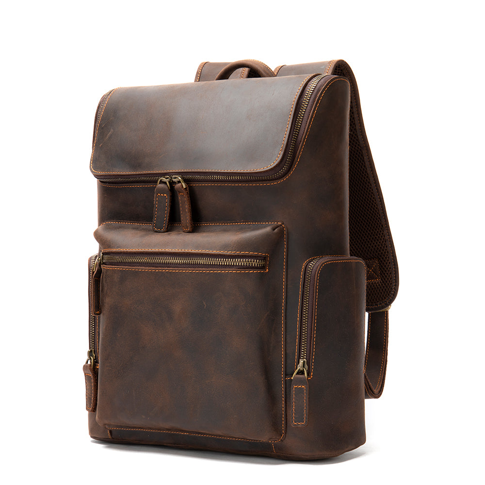 Mens Leather Backpack Crazy Horse Vintage Style