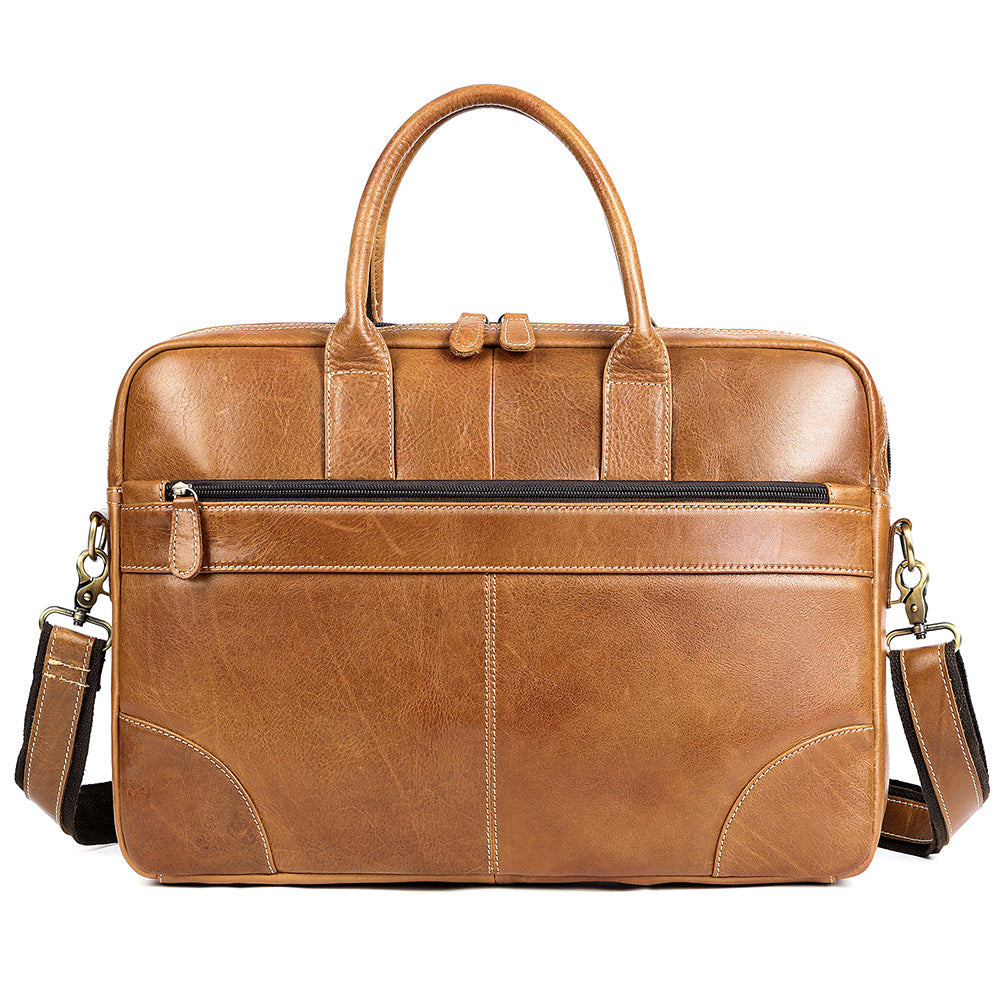 Office Leather Bag Coffee Brown - Tsuru.uk