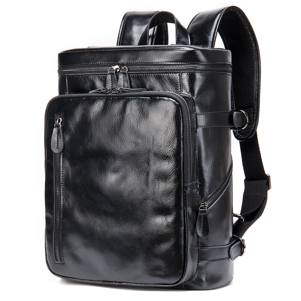 Classic Large Luxury Leather Laptop Daypack Travel Backpack