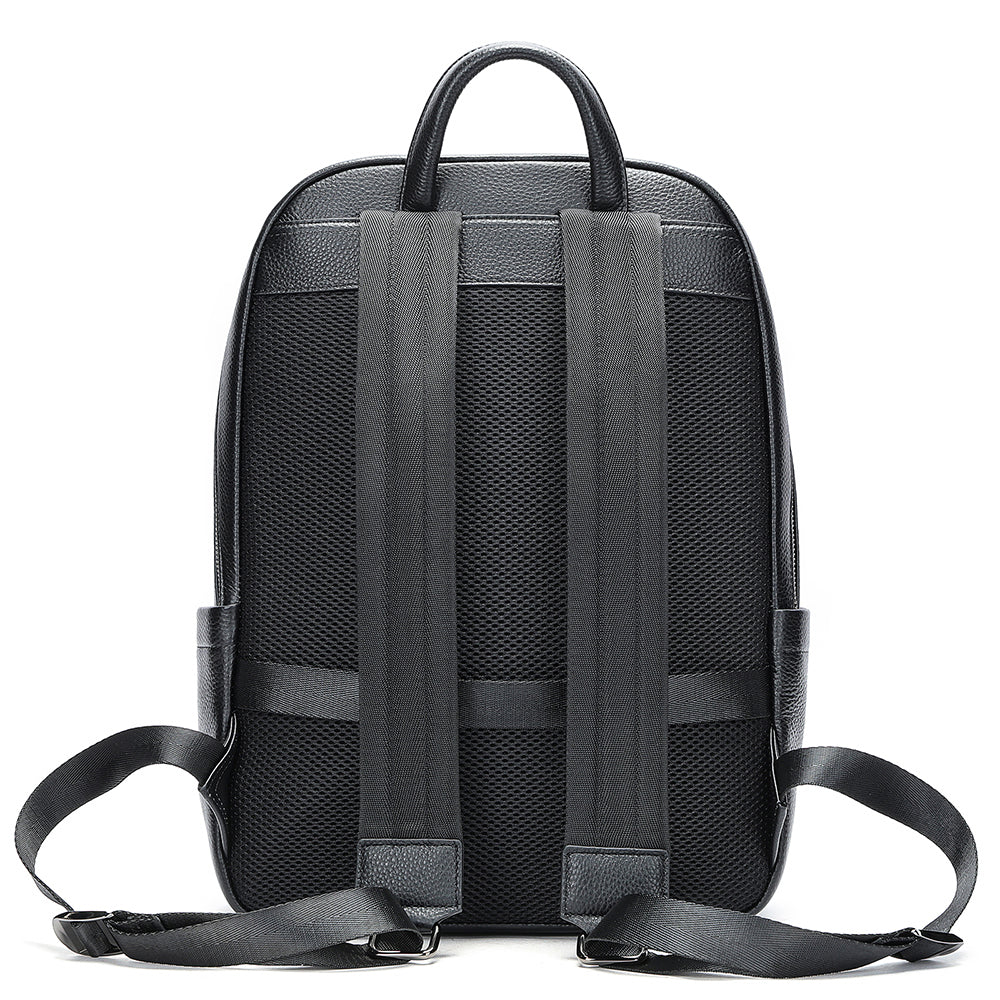 Men's Black Casual Leather Backpack - Tsuru.uk