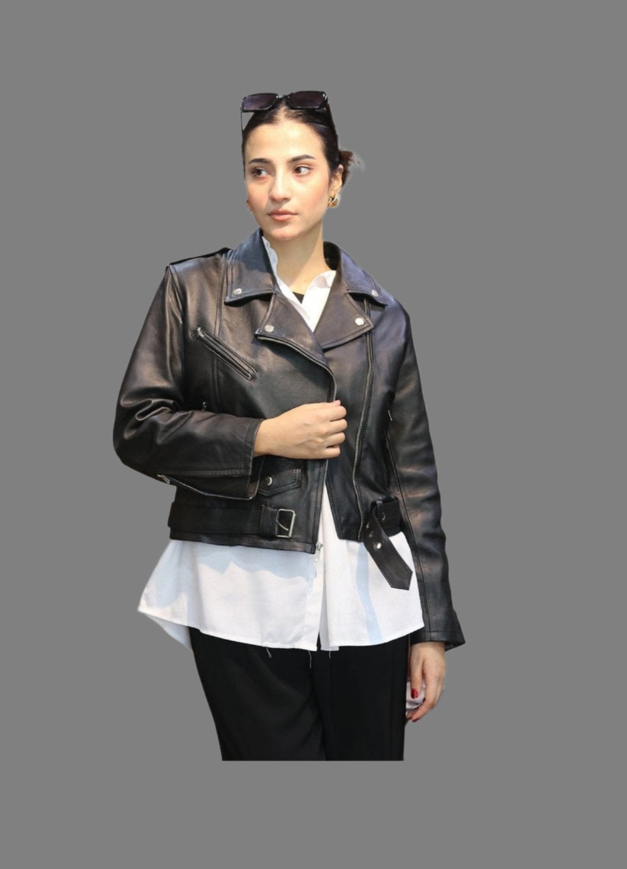 women biker jacket cropped